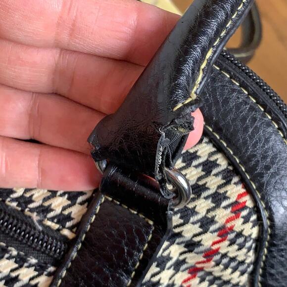 Vintage Chaps Houndstooth Structured Satchel Shoulder Bag – Preppy Classic - Picture 11 of 11